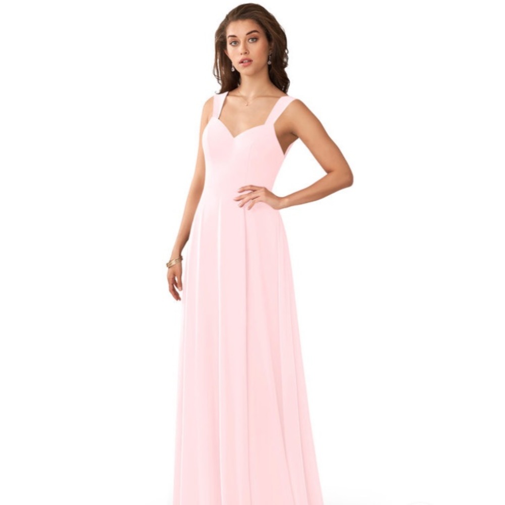Azazie Julie blushing pink bridesmaid dress